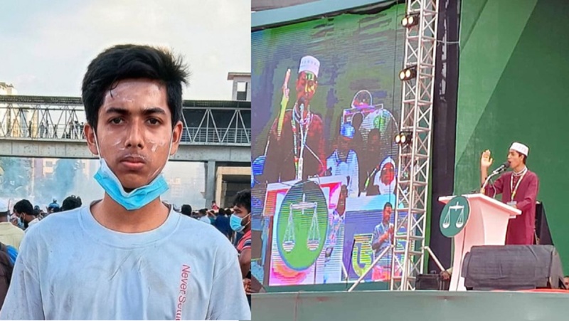 উত্তরার সেই গুলিবিদ্ধ জুনাইদুর রহমান এখনো যন্ত্রণায় কাতর,তবুও যোগ দিয়েছেন জামায়াতের সমাবেশে